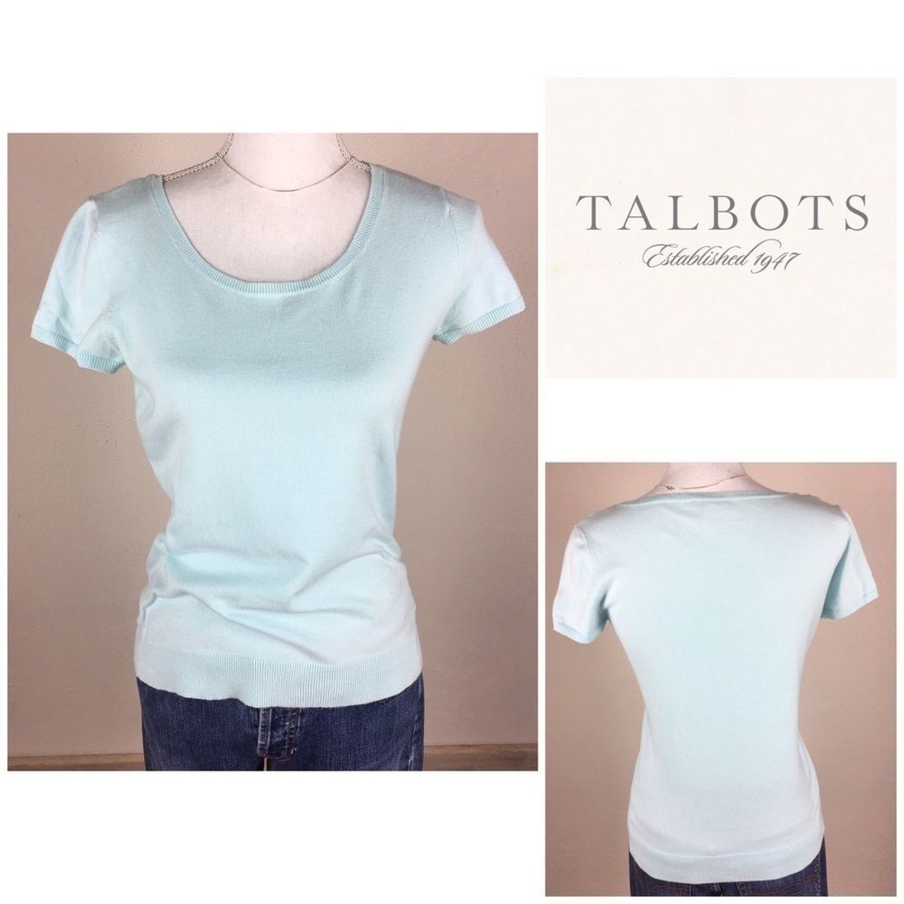 Talbots Pale Blue Knit Top size XS